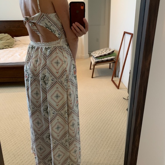 H&M Maxi Floral Dress Size 4 Side Zipper Elastic Waist - Picture 2 of 6